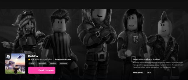 Play Roblox on browser using Roblox Now.gg game page